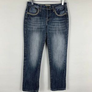 Earl Jeans Womens Size 4 Straight Leg Cropped Mid Rise Medium Wash Thick Stitch